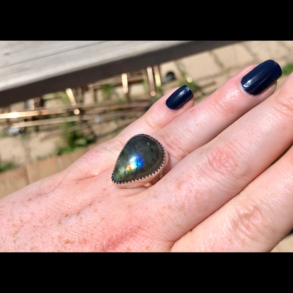 Sterling silver labradorite ring